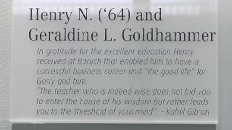 Thumbnail for Dedication of the Henry and Geraldine Goldhammer Classroom