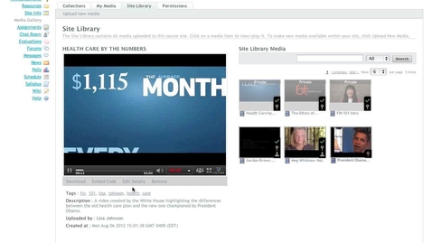 Thumbnail for Kaltura Video Tool for Sakai - Video Walkthrough