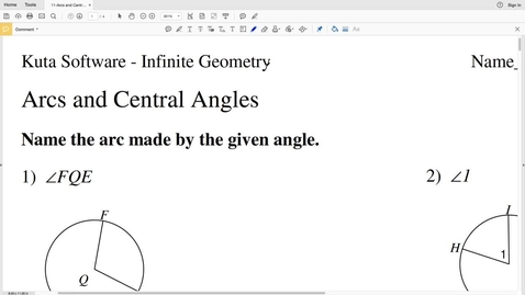 Thumbnail for KutaSoftware: Geometry- Arcs And Central Angles Part 1