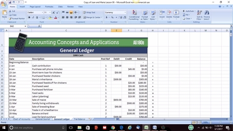 Thumbnail for Lesson 6 Web Notes - Trial Balance - AGBUS 180B