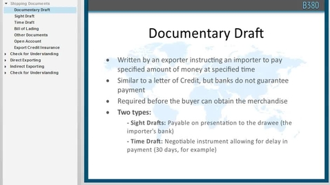 Thumbnail for B380 L8 Shipping Documents