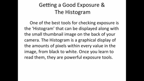 Thumbnail for entry Good Exposure: Histogram 01