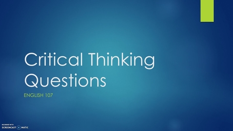 Thumbnail for Critical Thinking Questions