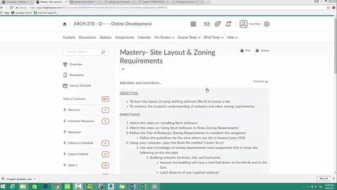 Thumbnail for ARCH 270 W04 Using Revit - Site Layout and Zoning Instructions