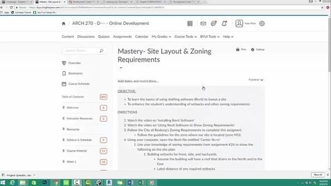 Thumbnail for entry ARCH 270 W04 Using Revit - Site Layout and Zoning Instructions