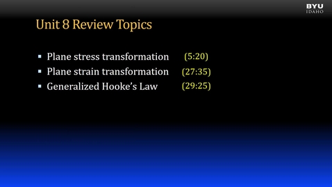 Thumbnail for ME 202 Unit 8 Review