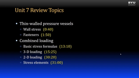 Thumbnail for ME 202 Unit 7 Review