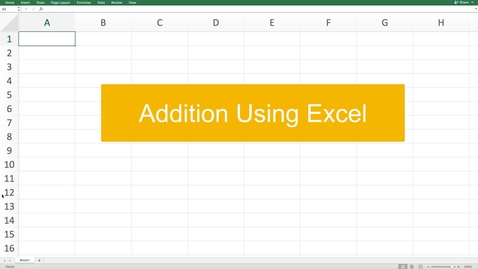 Thumbnail for entry Addition Using Excel