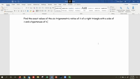 Thumbnail for MATH 109 - Six Trig Ratios
