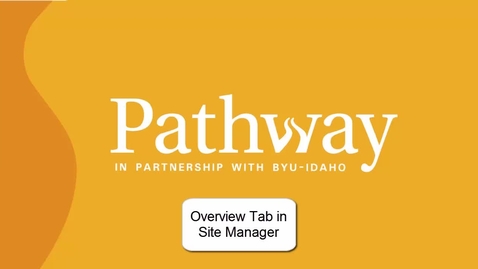 Thumbnail for Overview Tab in Site Manager
