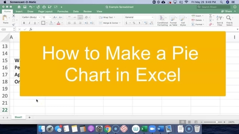 Thumbnail for entry Pie chart in Excel