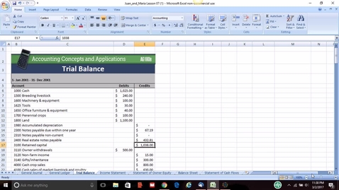 Thumbnail for entry Lesson 7 Web Notes - Creating the Income Statement, Statement of Owner Equity and Balance Sheet - AGBUS 180B