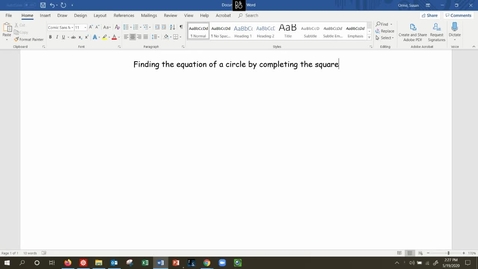 Thumbnail for MATH 109 - Completing the Square for Circles