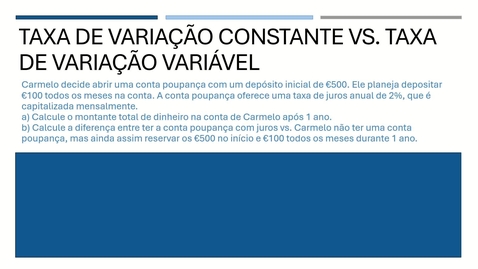 Thumbnail for Constant Versus Variable Rates of Change (Portuguese)