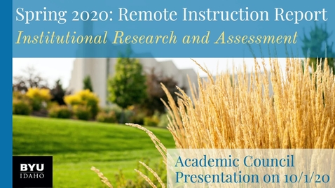 Thumbnail for Academic Council Spring 2020 | Remote Instruction Report