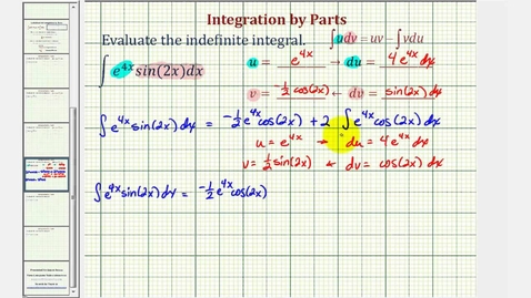 Thumbnail for Ex: Integration by Parts Twice and Solving (e^(nx)*sin(mx))
