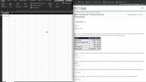 Thumbnail for SCM 361 - Productivity &amp; Forecasting Homework