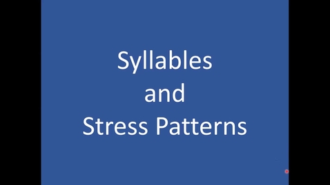Thumbnail for Video Syllables and Stress Patterns