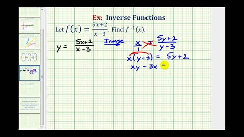 Thumbnail for Ex:  Find the Inverse of a Rational Function