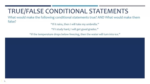 Thumbnail for entry Truth of Conditional Statements