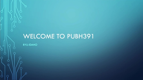 Thumbnail for PUBH391 COURSE INTRODUCITON 1