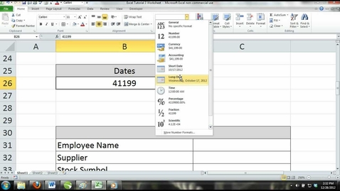 Thumbnail for entry Excel 2013 Tutorial For Noobs Part 3: Types of Data