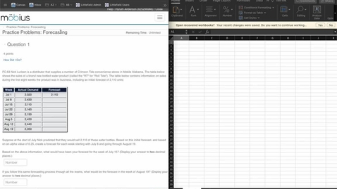 Thumbnail for SCM 361 - Practice Problems - Forecasting FC63