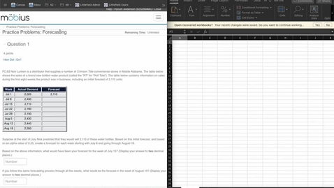 Thumbnail for entry SCM 361 - Practice Problems - Forecasting FC63