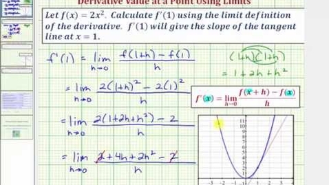 Thumbnail for Ex : Determine The Value of a Derivative using the Limit Definition (Quadratic)