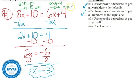 Thumbnail for MATH 100A 5-3 More Linear Equations Part A