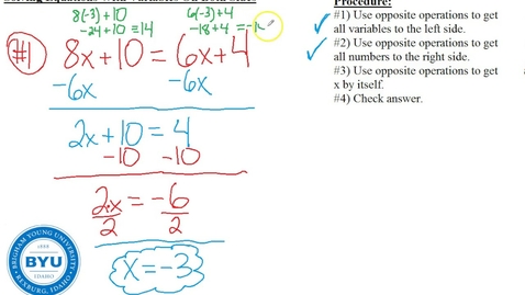 Thumbnail for entry MATH 100A 5-3 More Linear Equations Part A