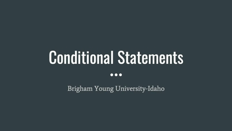 Thumbnail for Conditional Statements