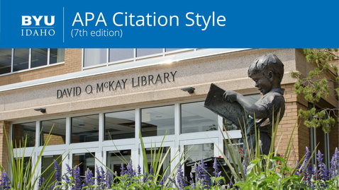 Thumbnail for entry APA Citation Style: 7th Edition