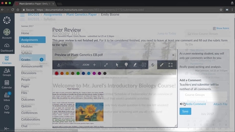 Thumbnail for Peer Reviews   Canvas Tutorial Video Series
