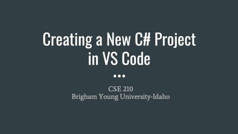 Thumbnail for Creating new C# Projects in VS Code