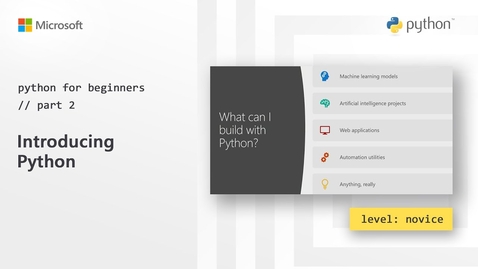 Thumbnail for Introducing Python | Python for Beginners [2 of 44]