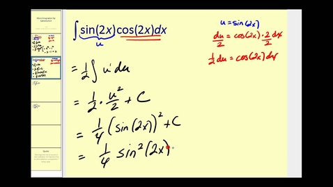 Thumbnail for Integration Using Substitution - Part 2 of 2