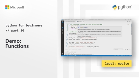 Thumbnail for Demo: Functions | Python for Beginners [30 of 44]