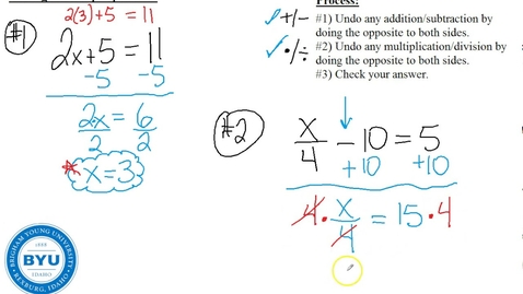 Thumbnail for entry MATH 100A 5-1 Linear Equations Part B