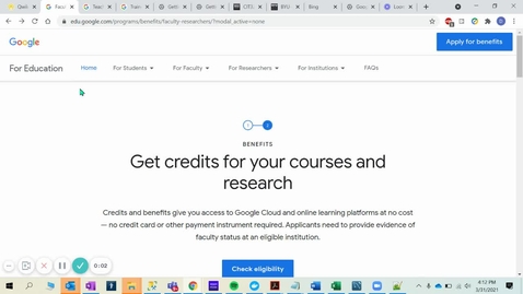 Thumbnail for ITM 326: Instructor Walkthrough: Applying for QwikLabs and Google Cloud Platform Credits