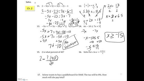 Thumbnail for Math 100B Final Review Ch. 2