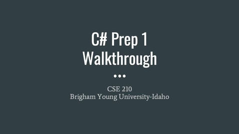 Thumbnail for C# Prep 1 Walkthrough