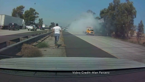 Thumbnail for Car Pinned Under Semi on 10 Freeway captured on video