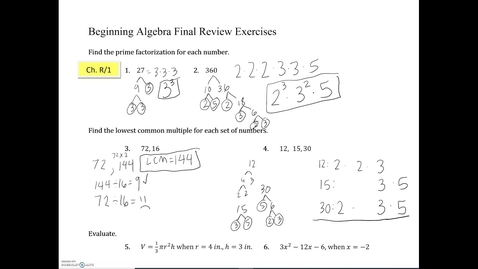 Thumbnail for Math 100B Final Review Ch. 1