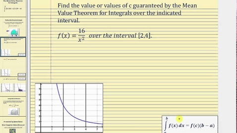 Thumbnail for The Mean Value Theorem for Integrals