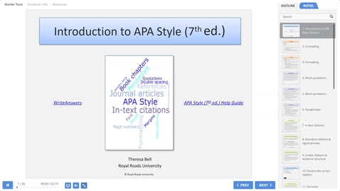 Thumbnail for Introduction to APA Style (7th)