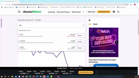 Thumbnail for FIN 410 Week 12 Stock Market Experience