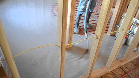 Thumbnail for Gyp-Crete Thin slab overpour. Poured over radiant heat pex pipe.