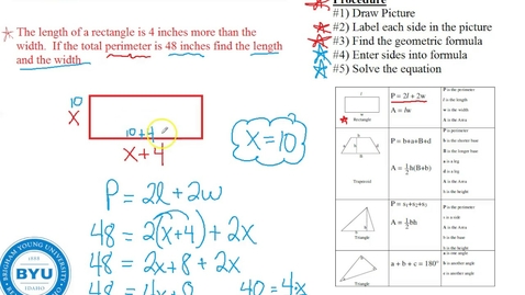 Thumbnail for MATH 100A 5-2 Applications of Linear Equations--Geometry
