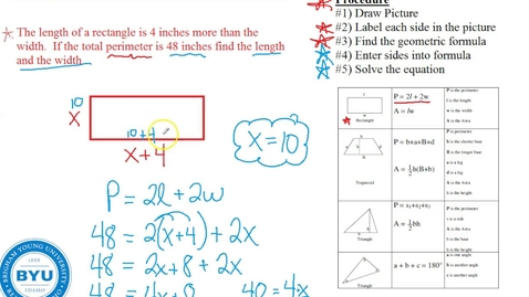 Thumbnail for entry MATH 100A 5-2 Applications of Linear Equations--Geometry